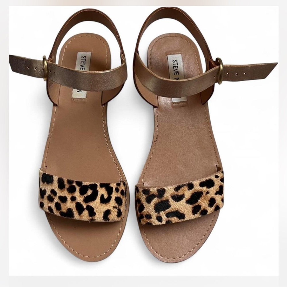 Steve Madden Tan and Leopard Print Sandals